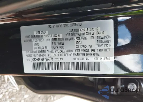 2024 Mazda Cx-5 2.5 S Select z USA, uszkodzony, nr VIN JM3KFBBL8R0459274